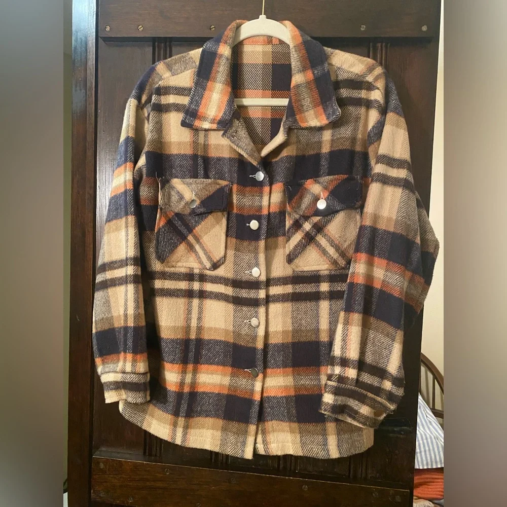 Plaid Button-Up Jacket - Picture 1 of 1